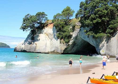Cathedral Cove after landing Kayaks